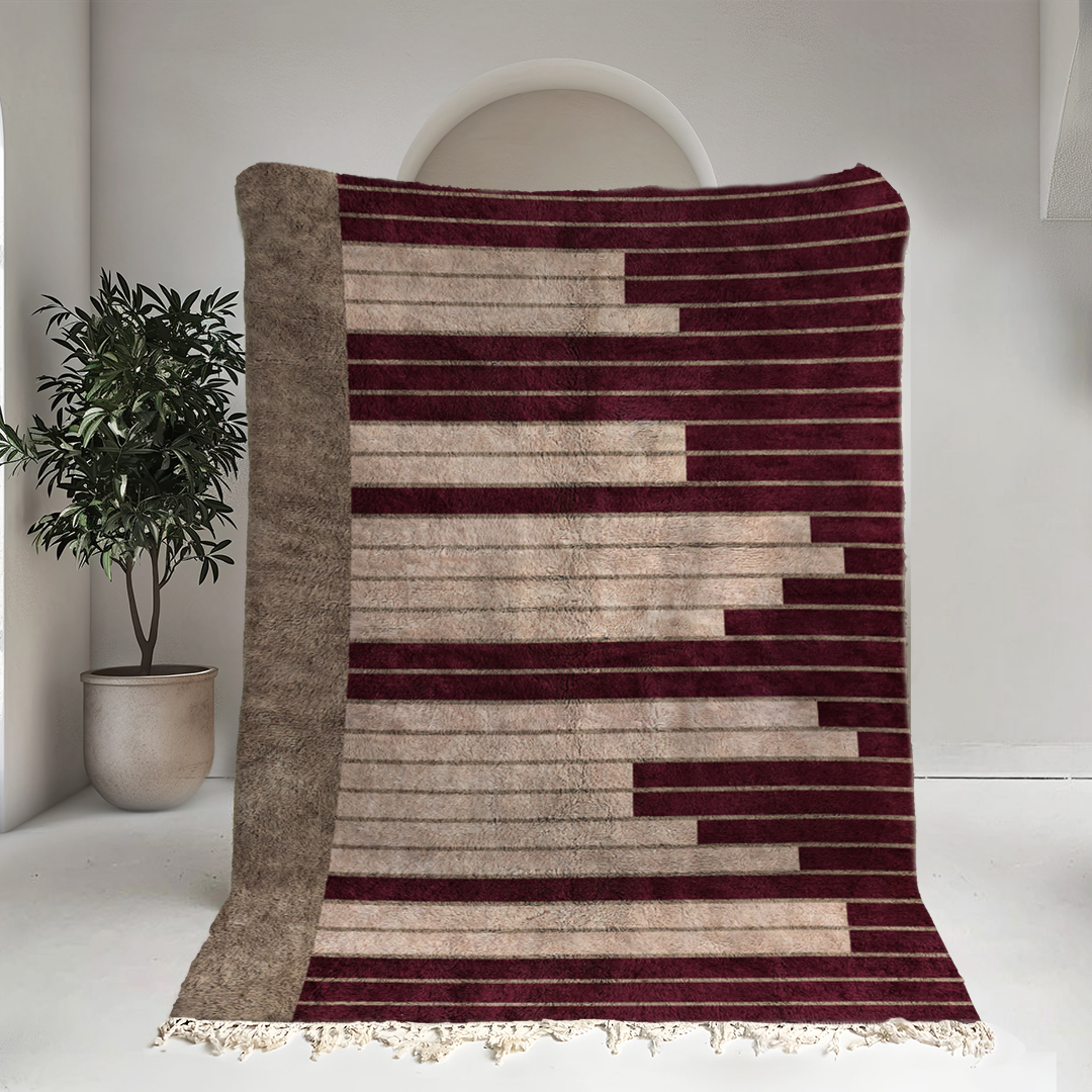 Moroccan custom rug from Beni Ourain, Wool, Red