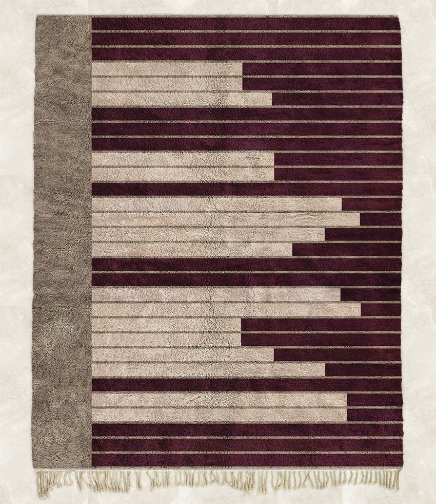 Moroccan custom rug from Beni Ourain, Wool, Red