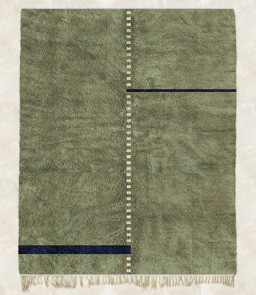 Moroccan custom rug from Beni Ourain, Wool, Green