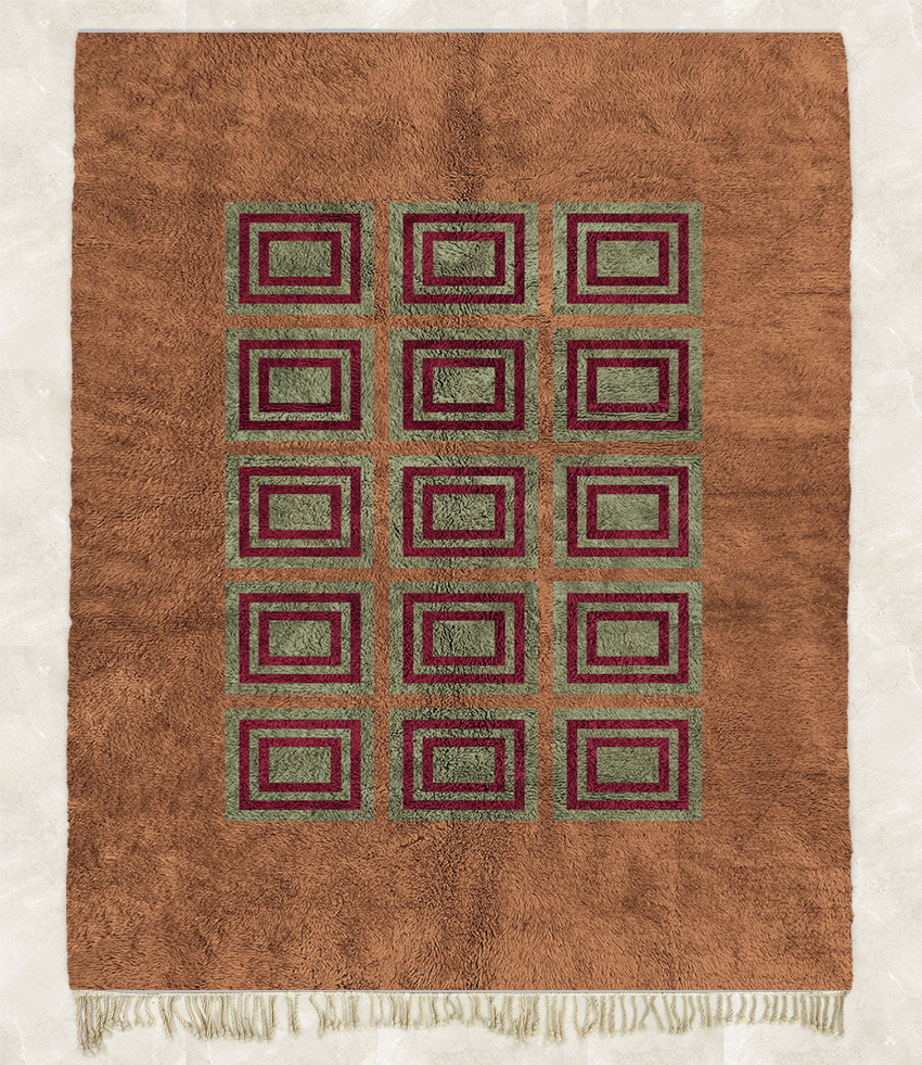 Moroccan custom rug from Beni Ourain, Wool, Orange
