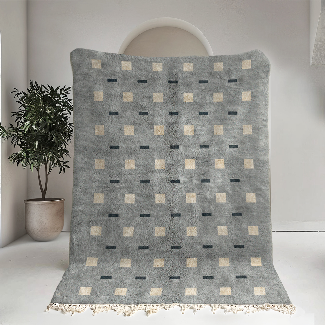 Moroccan custom rug from Beni Ourain, Wool, Gray