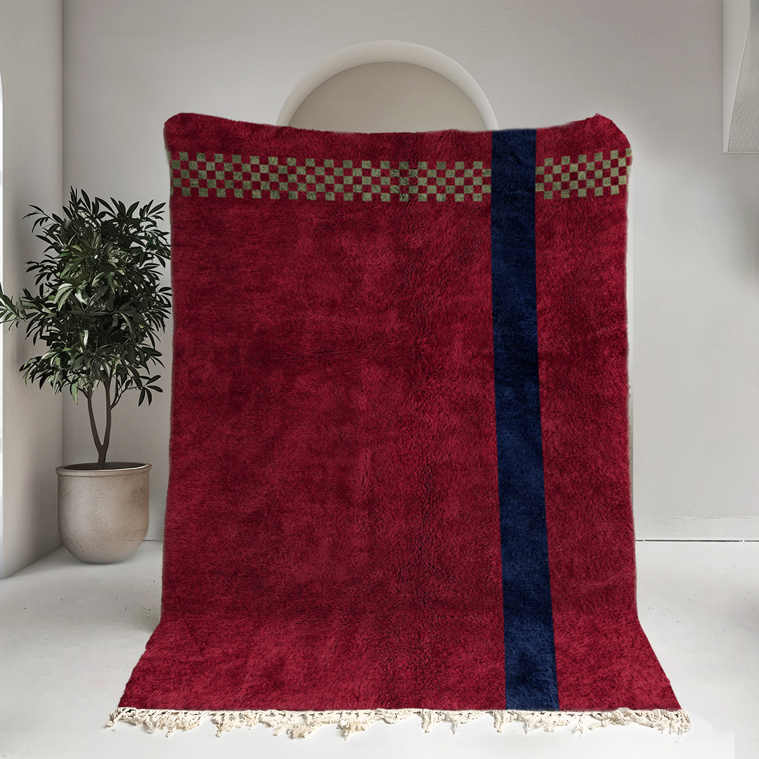 Moroccan custom rug from Beni Ourain, Wool, Red