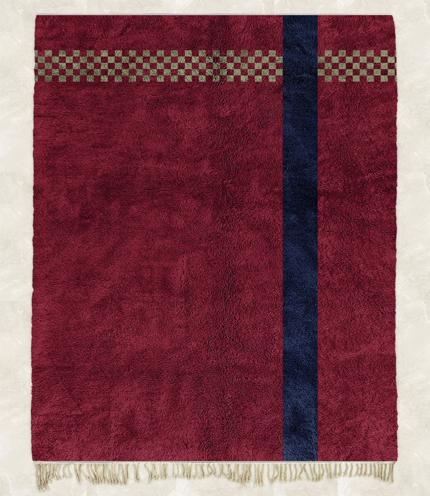 Moroccan custom rug from Beni Ourain, Wool, Red