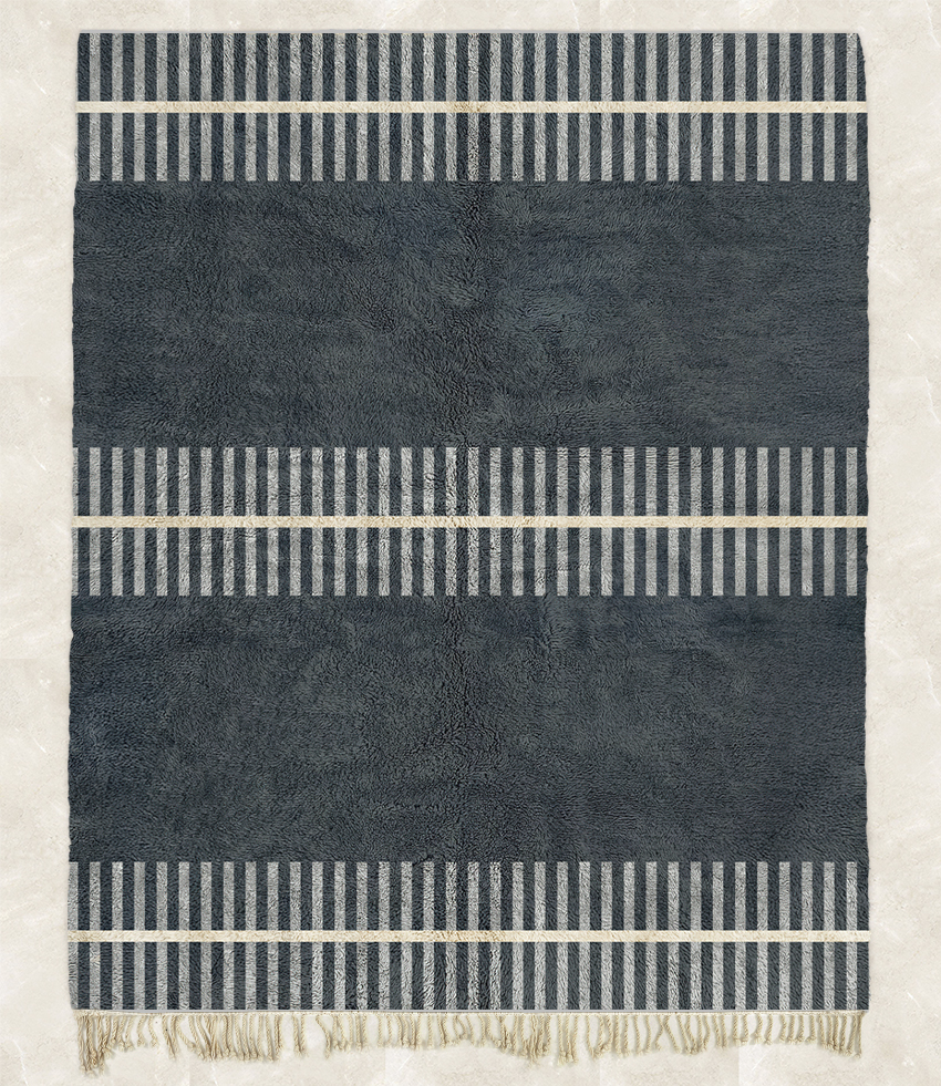 Moroccan custom rug from Beni Ourain, Wool, Blue