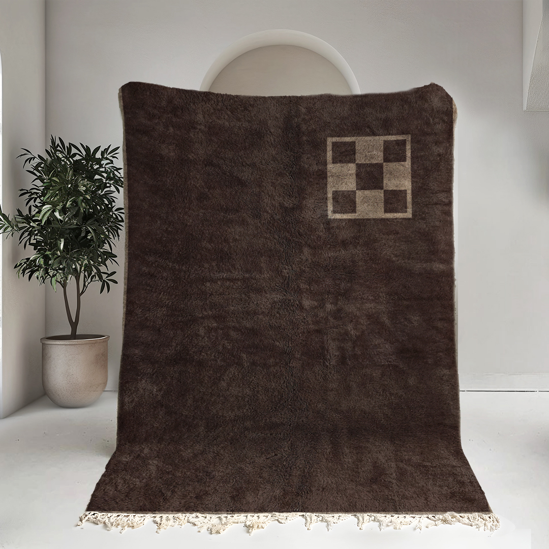 Moroccan custom rug from Beni Ourain, Wool, Brown