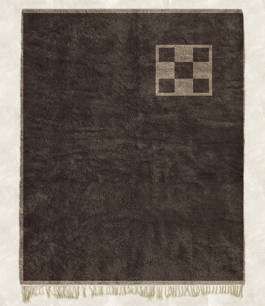 Moroccan custom rug from Beni Ourain, Wool, Brown