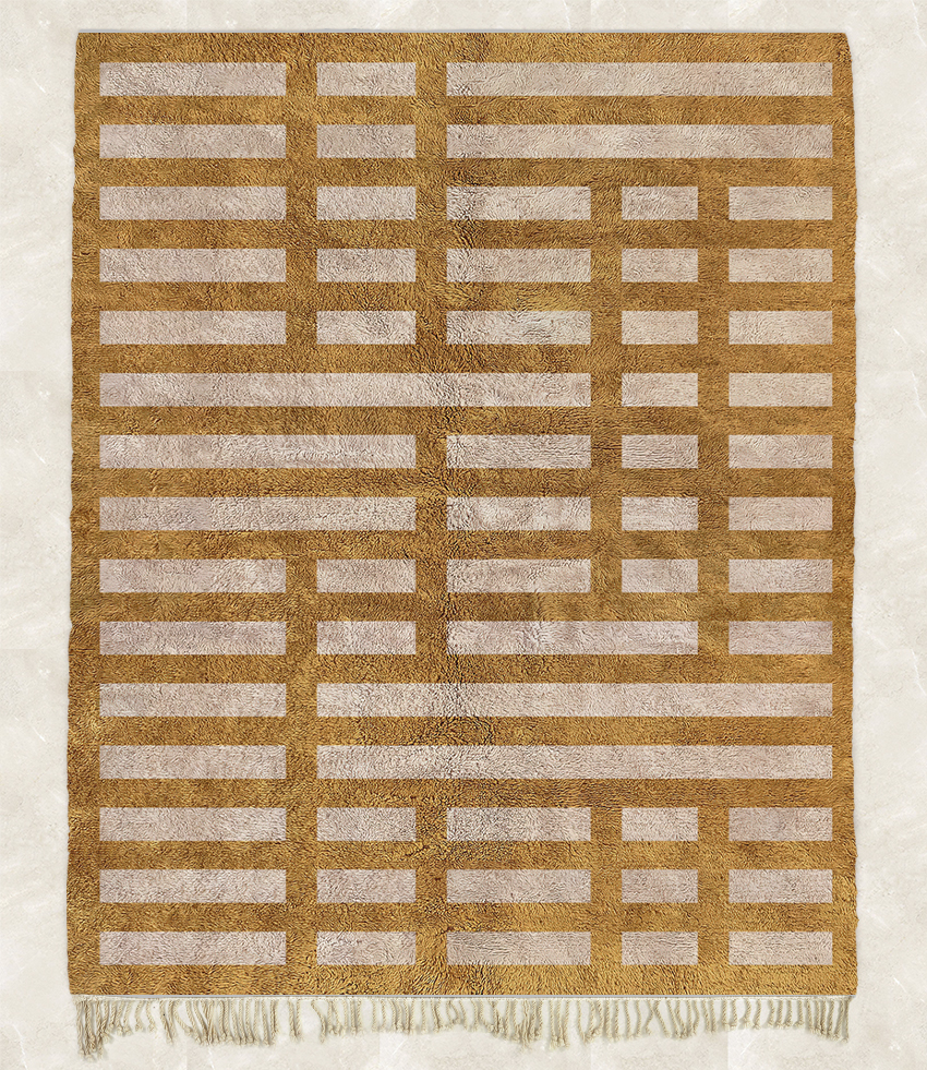 Moroccan custom rug from Beni Ourain, Wool, Yellow