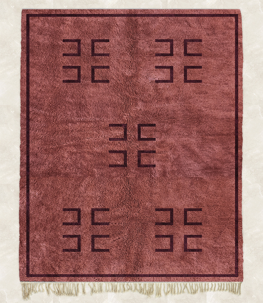 Moroccan custom rug from Beni Ourain, Wool, Red