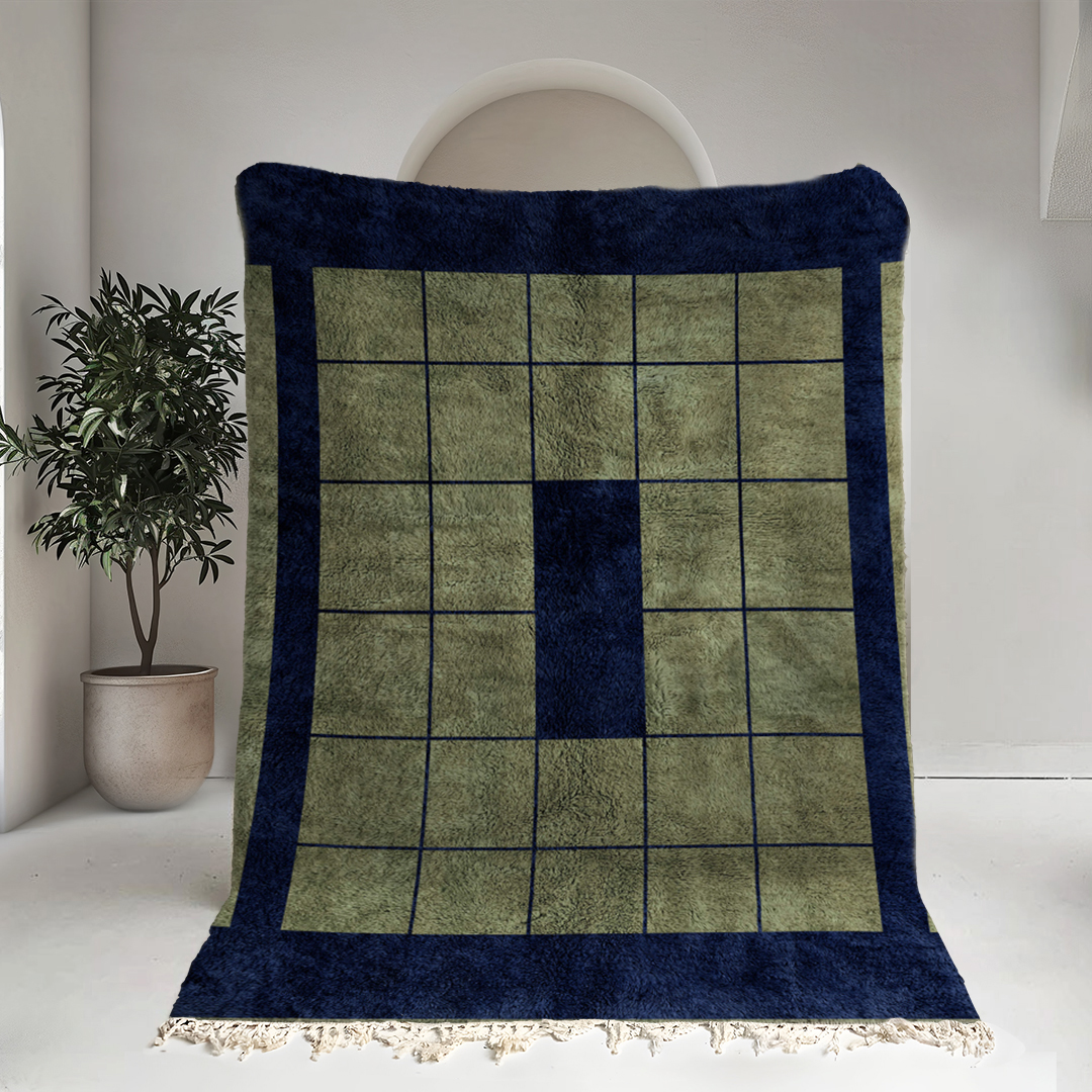 Moroccan custom rug from Beni Ourain, Green