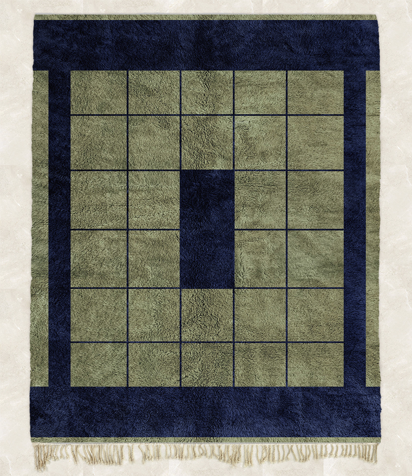 Moroccan custom rug from Beni Ourain, Green