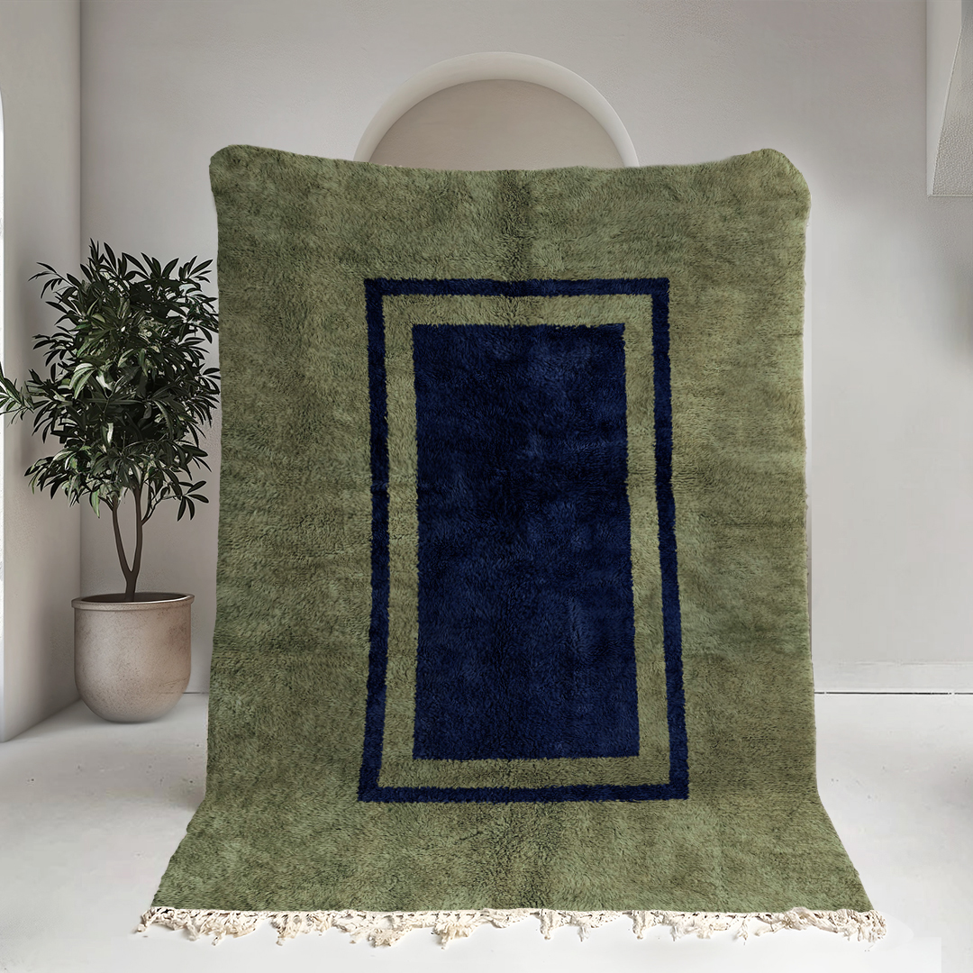 Moroccan custom rug from Beni Ourain, Wool, Green