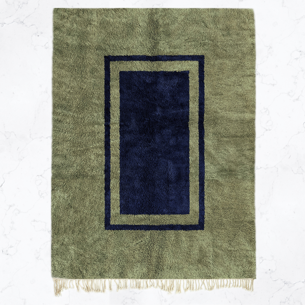Moroccan custom rug from Beni Ourain, Wool, Green