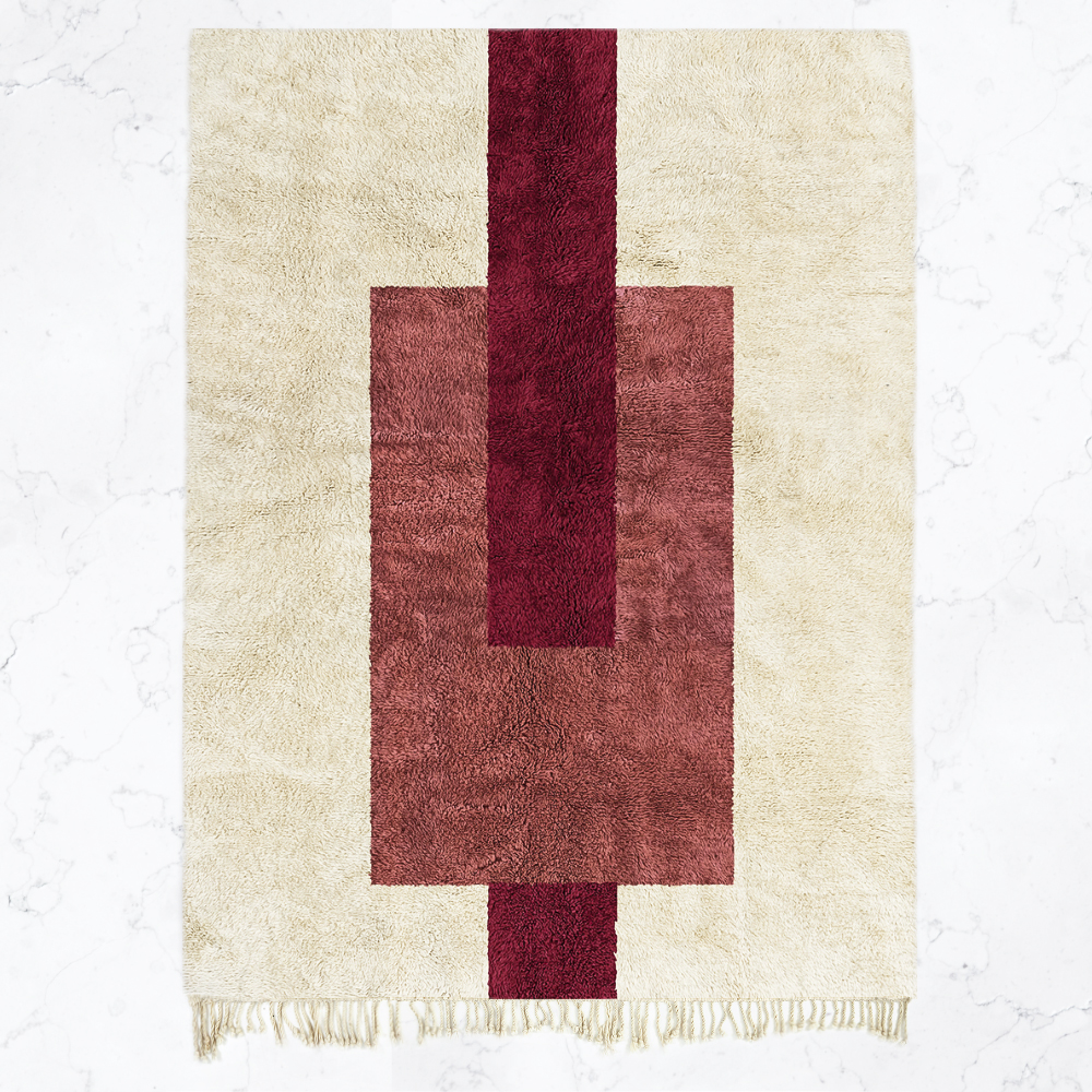 Moroccan custom rug from Beni Ourain, Wool, Red