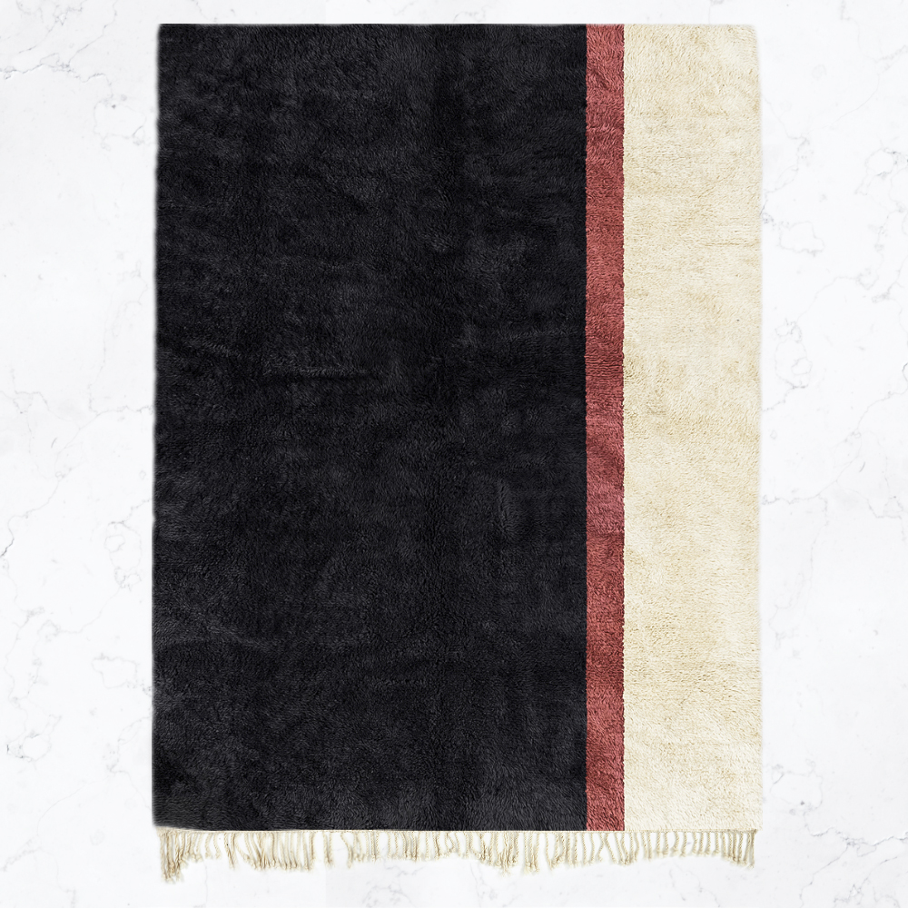 Moroccan custom rug from Beni Ourain, Wool, Black
