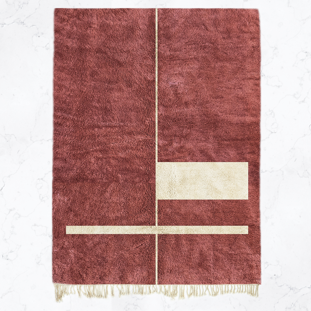 Moroccan custom rug from Beni Ourain, Wool, Red