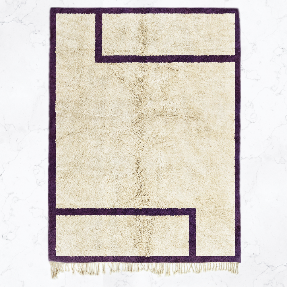 Moroccan custom rug from Beni Ourain, Wool, White