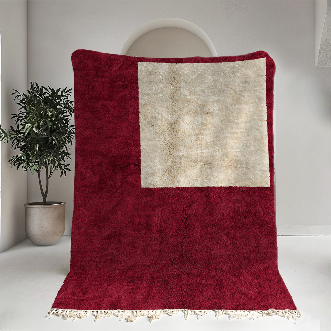 Moroccan custom rug from Beni Ourain, Wool, Red