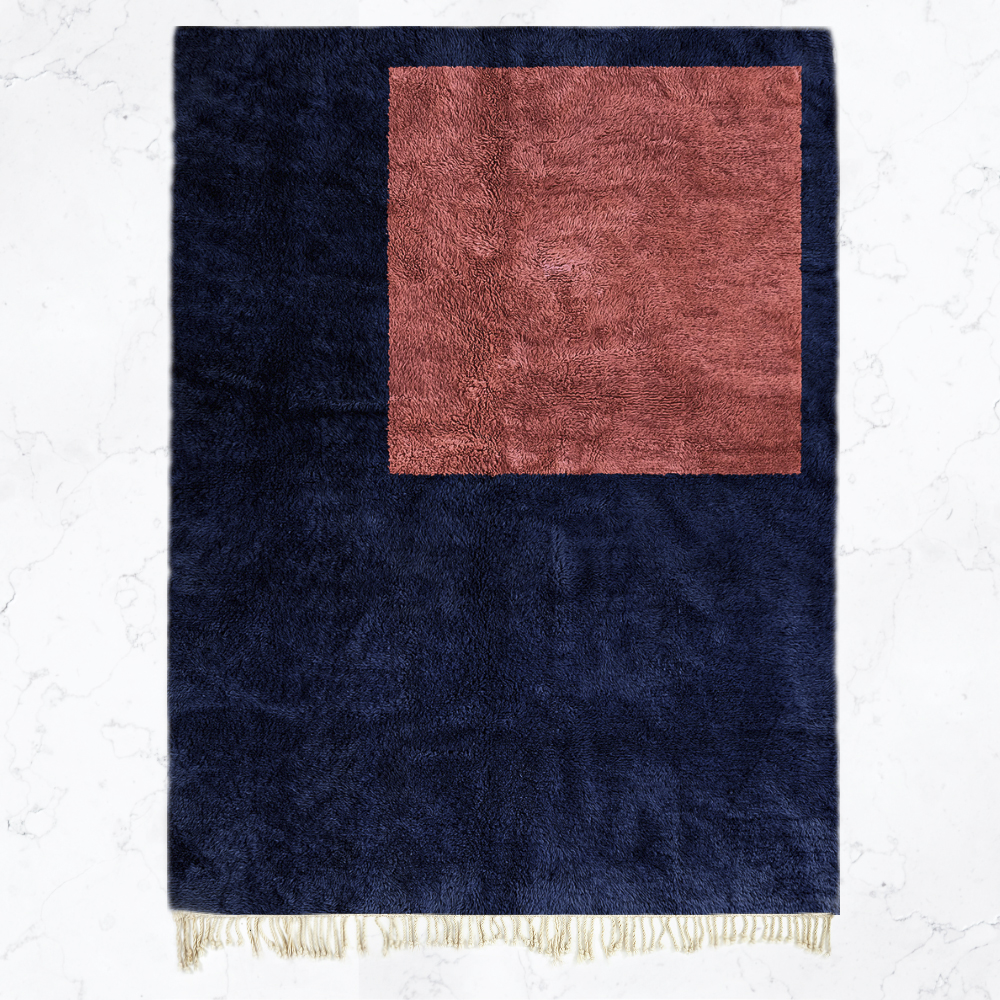 Moroccan custom rug from Beni Ourain, Wool, Blue