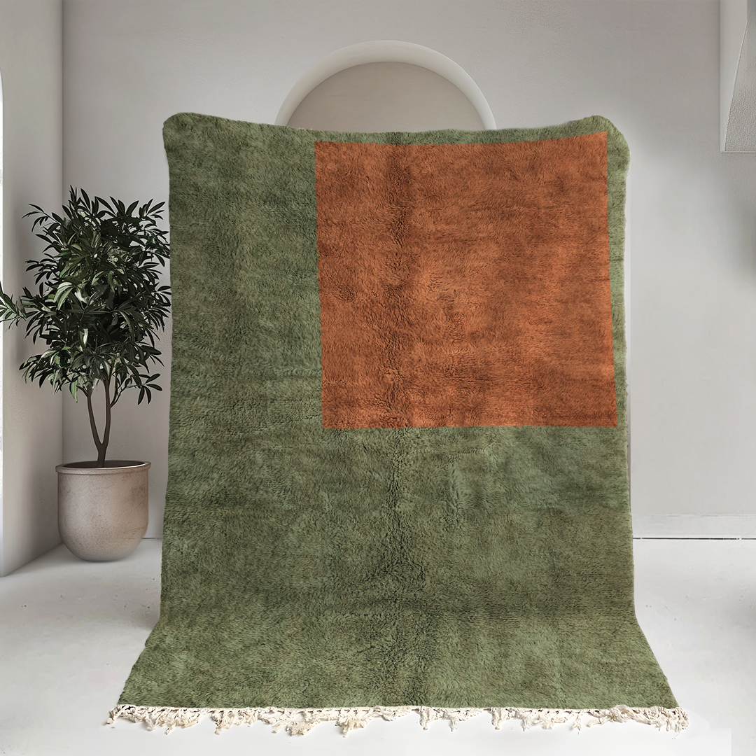 Moroccan custom rug from Beni Ourain, Wool, Green
