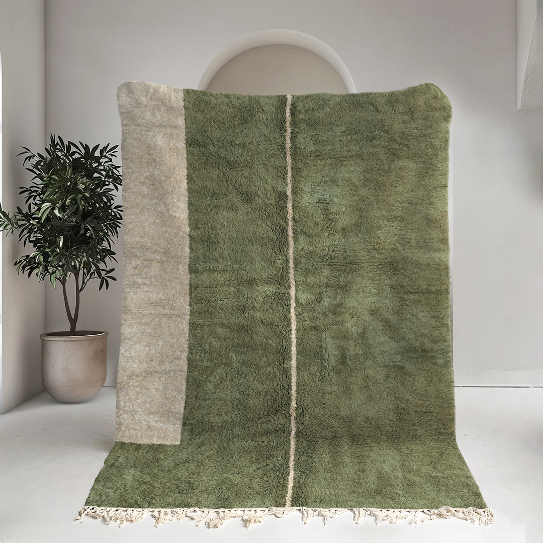 Moroccan custom rug from Beni Ourain, Wool, Green