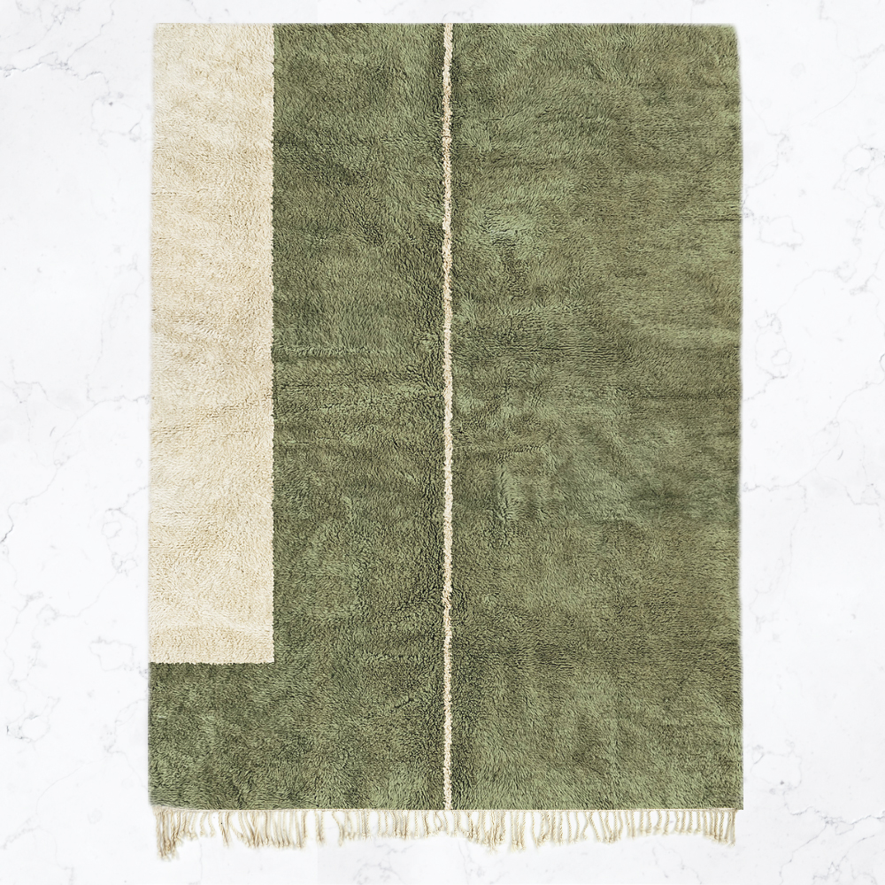 Moroccan custom rug from Beni Ourain, Wool, Green