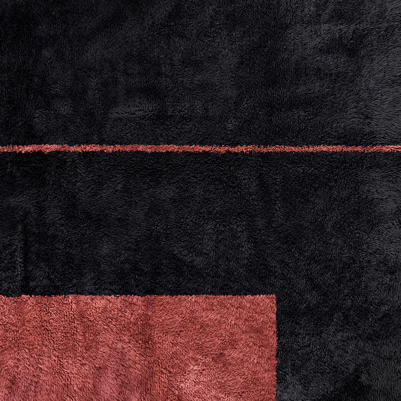 Moroccan custom rug from Beni Ourain, Wool, Black