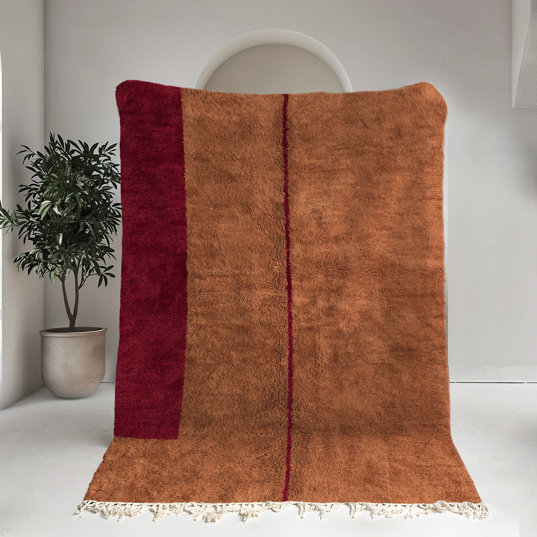 Moroccan custom rug from Beni Ourain, Wool, Orange