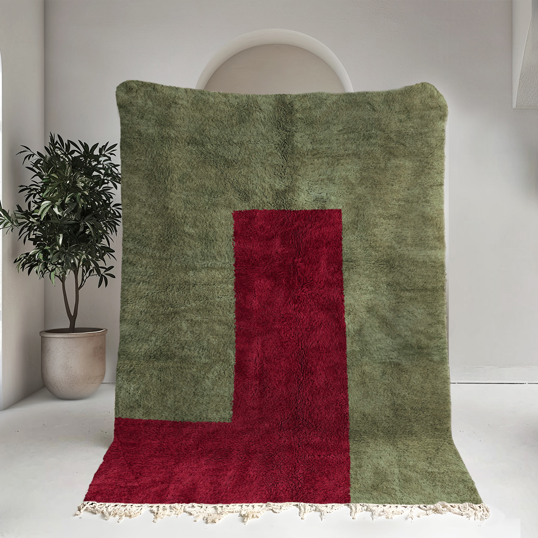 Moroccan custom rug from Beni Ourain, Wool, Green
