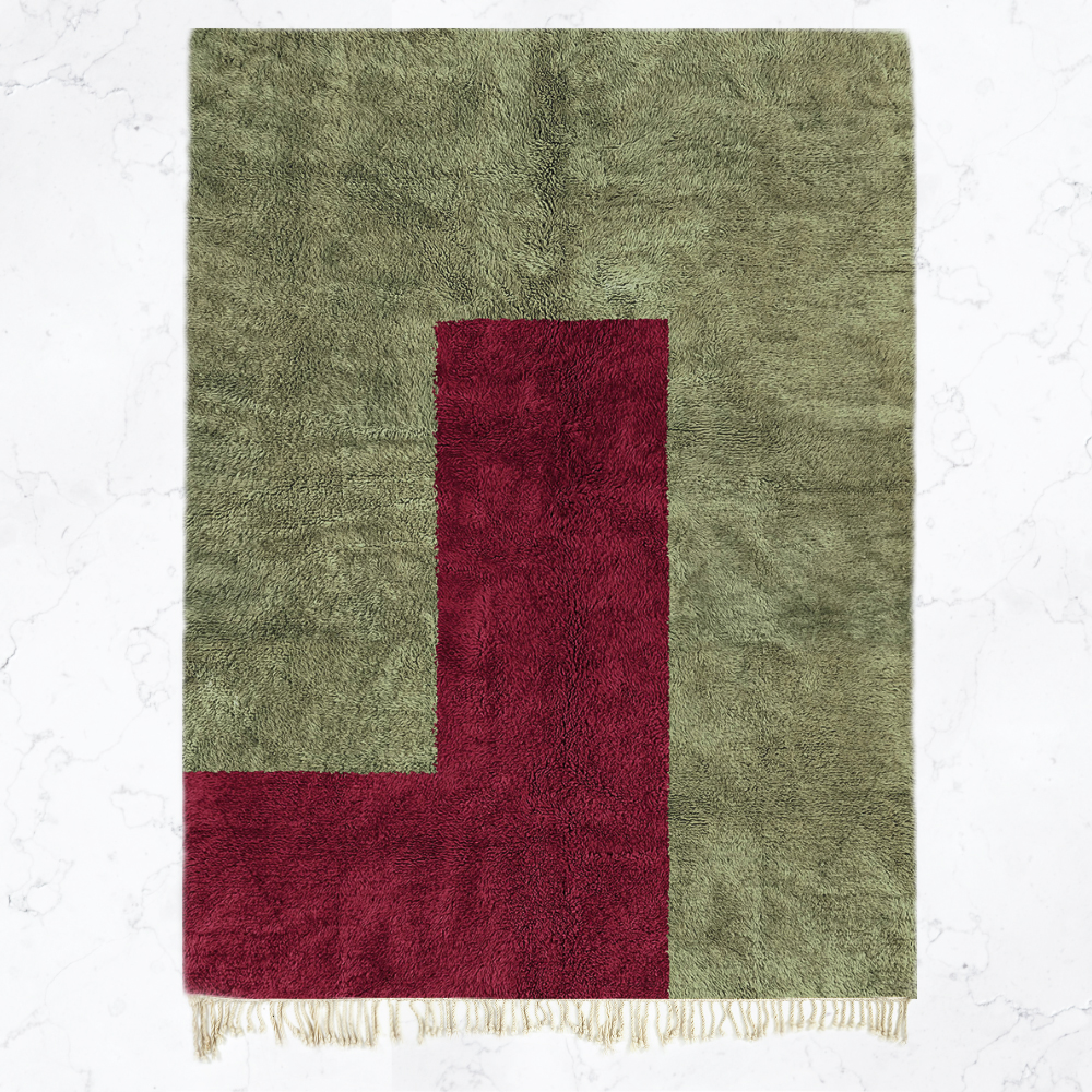 Moroccan custom rug from Beni Ourain, Wool, Green