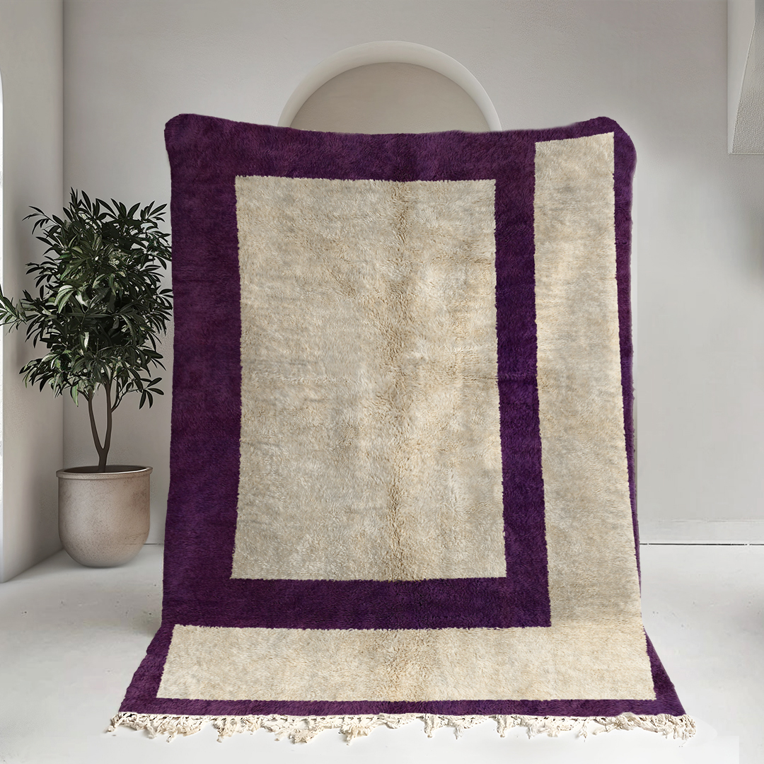 Moroccan custom rug from Beni Ourain, Wool, White
