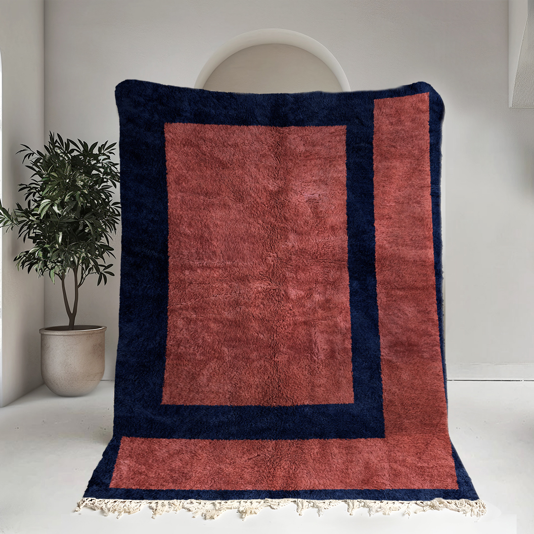 Moroccan custom rug from Beni Ourain, Wool, Red