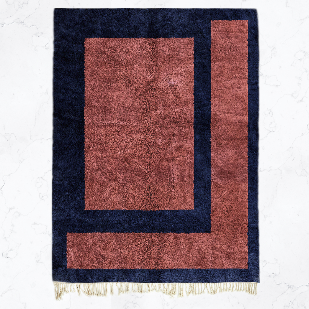 Moroccan custom rug from Beni Ourain, Wool, Red