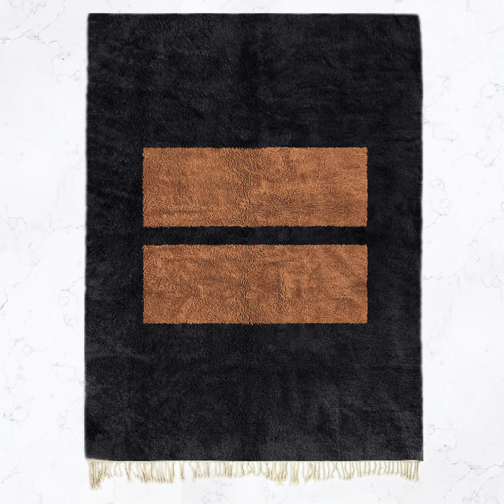 Moroccan custom rug from Beni Ourain, Wool, Black