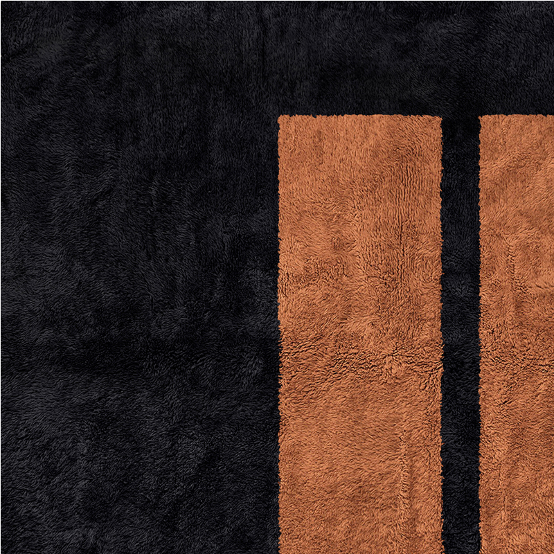 Moroccan custom rug from Beni Ourain, Wool, Black