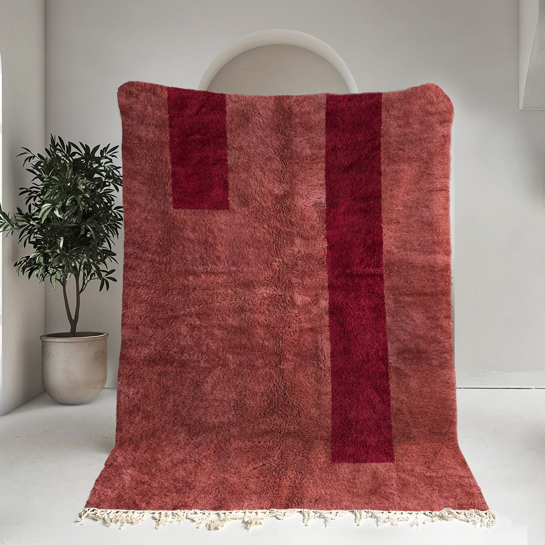 Moroccan custom rug from Beni Ourain, Wool, Red