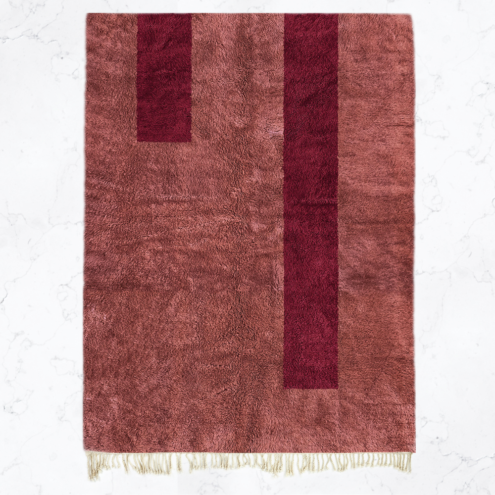 Moroccan custom rug from Beni Ourain, Wool, Red