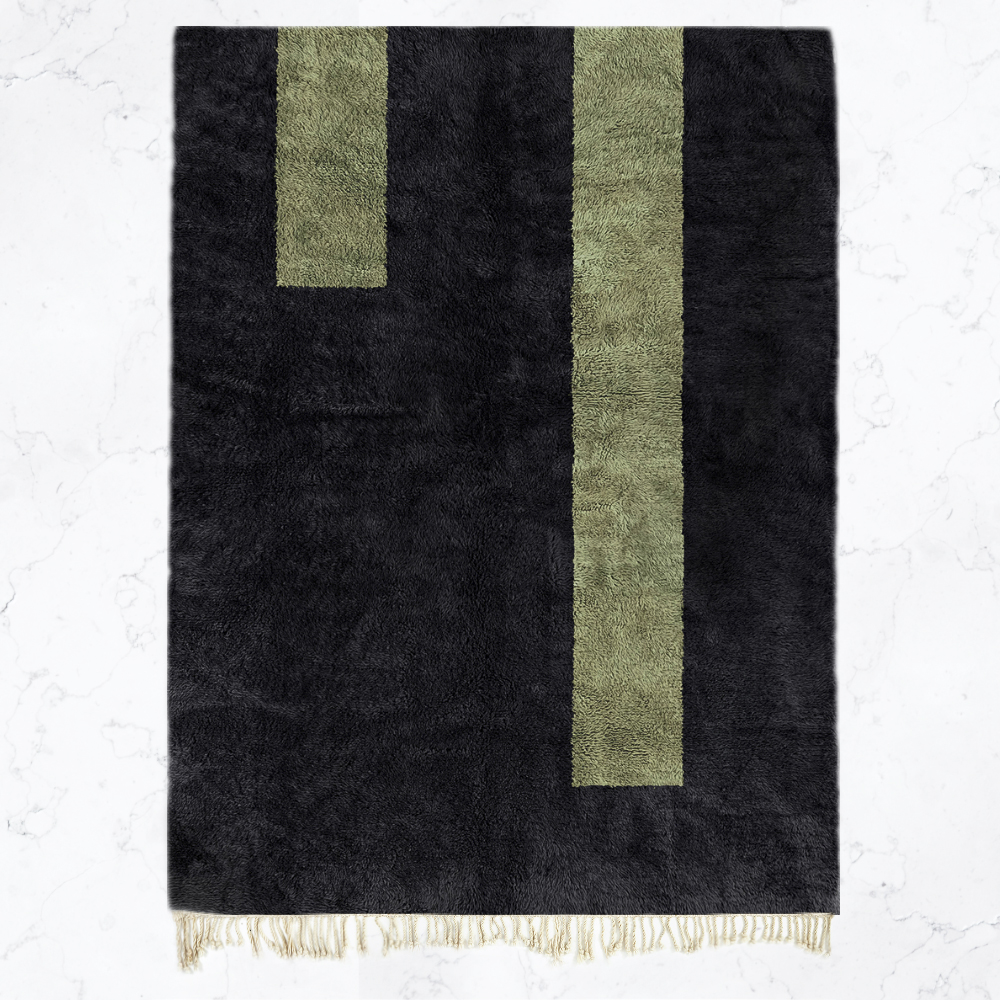 Moroccan custom rug from Beni Ourain, Wool, Black