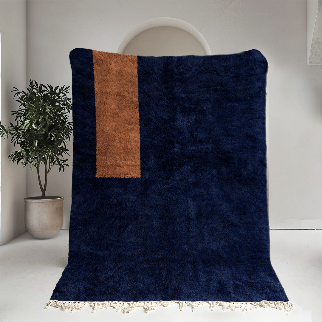 Moroccan custom rug from Beni Ourain, Wool, Blue