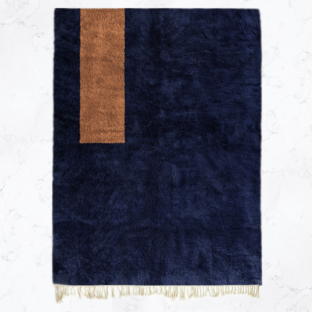 Moroccan custom rug from Beni Ourain, Wool, Blue