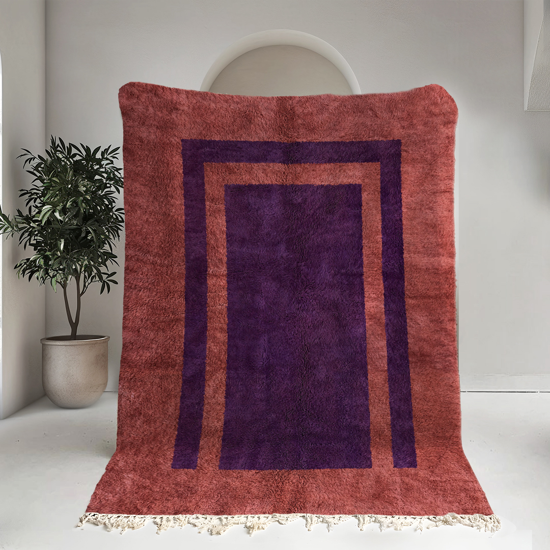 Moroccan custom rug from Beni Ourain, Wool, Red