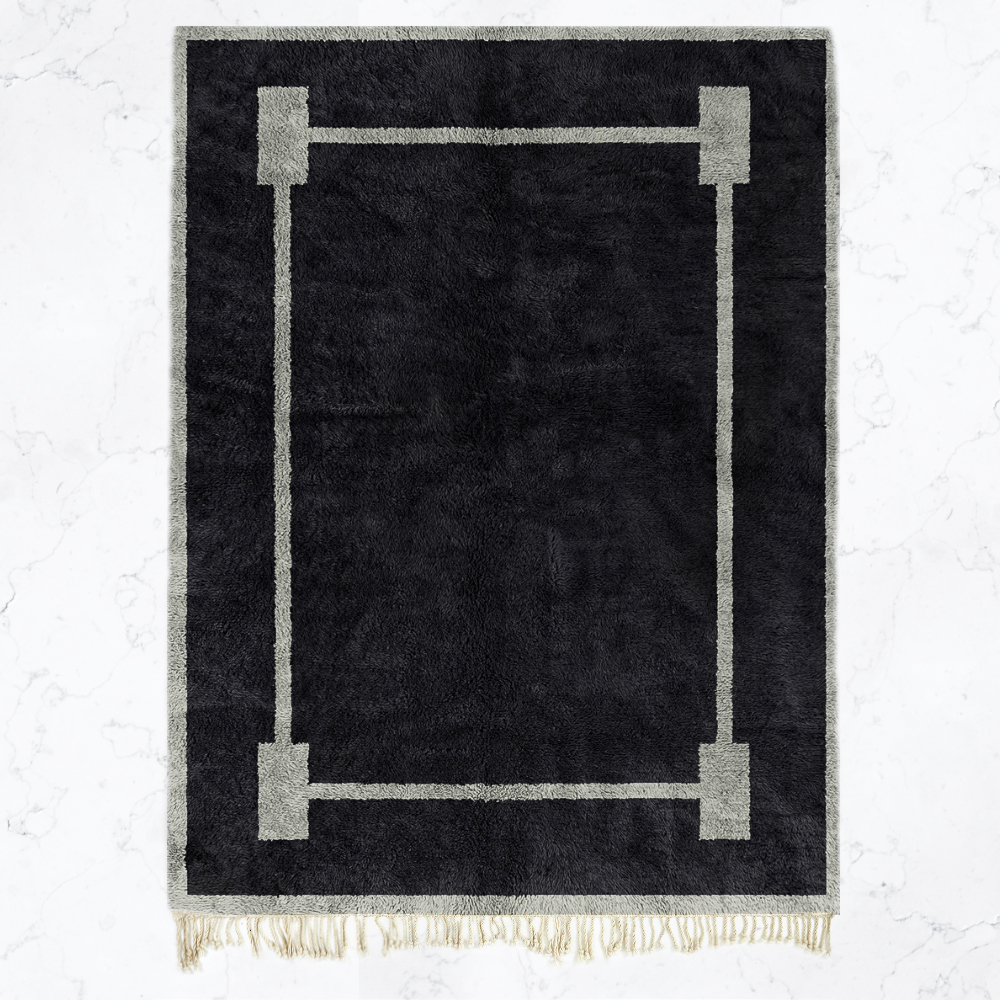 Moroccan custom rug from Beni Ourain, Wool, Black