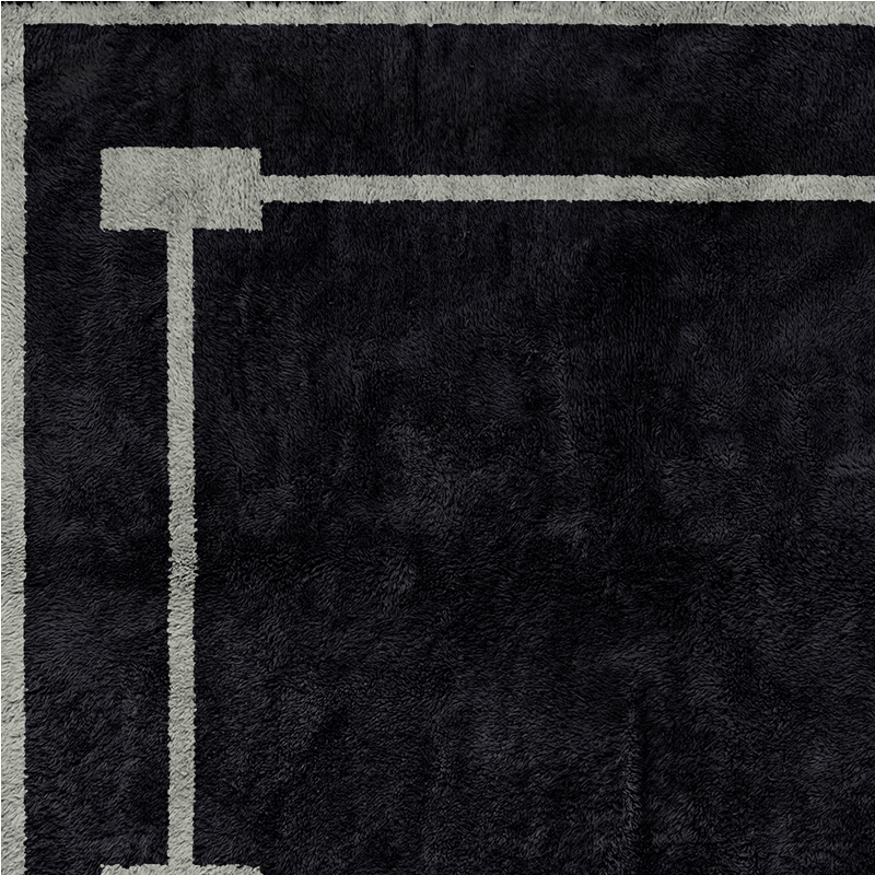 Moroccan custom rug from Beni Ourain, Wool, Black