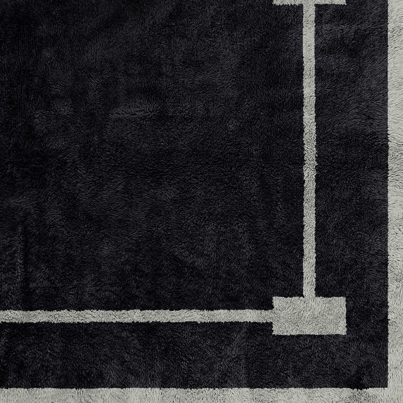 Moroccan custom rug from Beni Ourain, Wool, Black