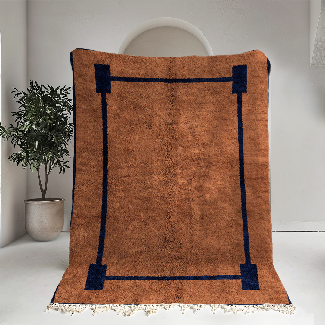 Moroccan custom rug from Beni Ourain, Wool, Orange