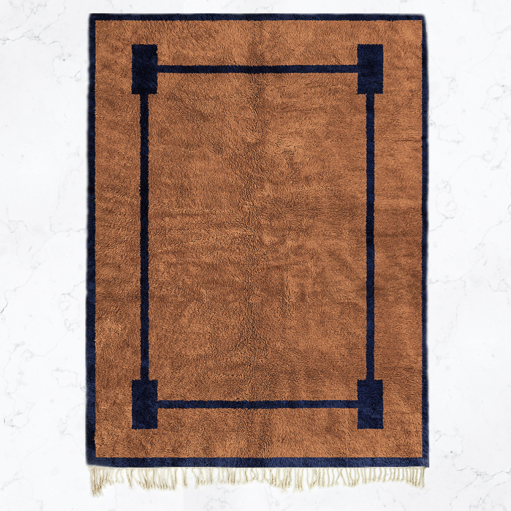Moroccan custom rug from Beni Ourain, Wool, Orange