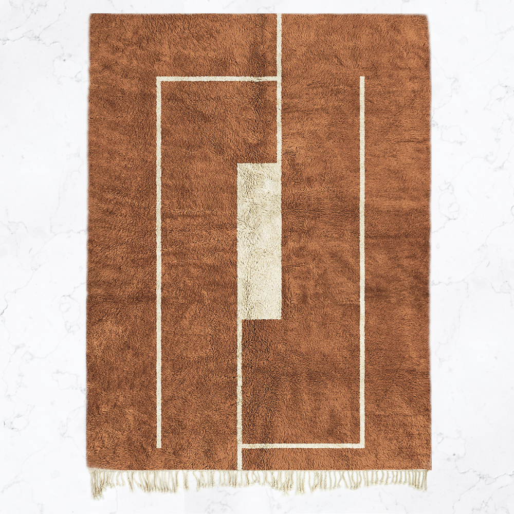 Moroccan custom rug from Beni Ourain, Wool, Orange