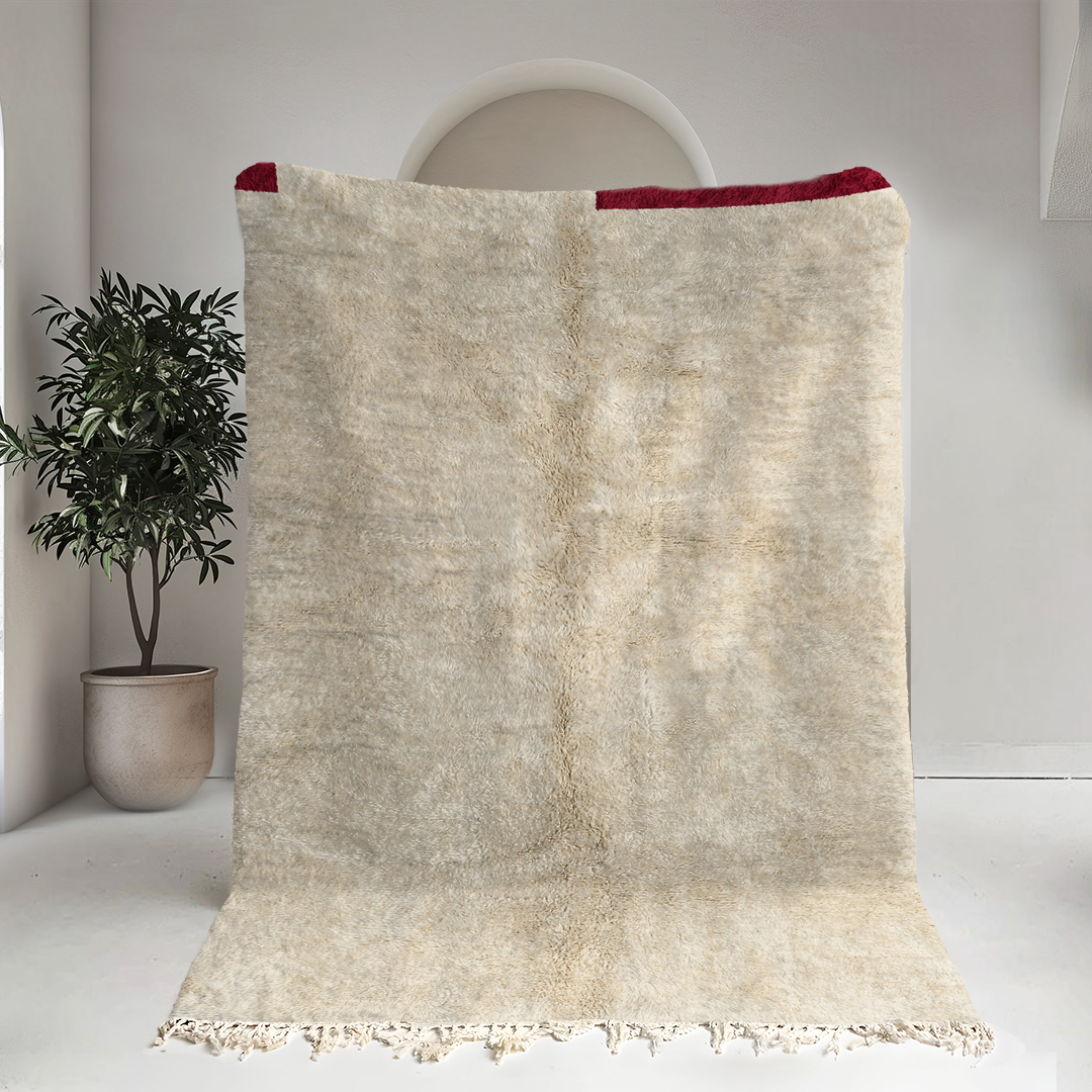Moroccan custom rug from Beni Ourain, Wool, White