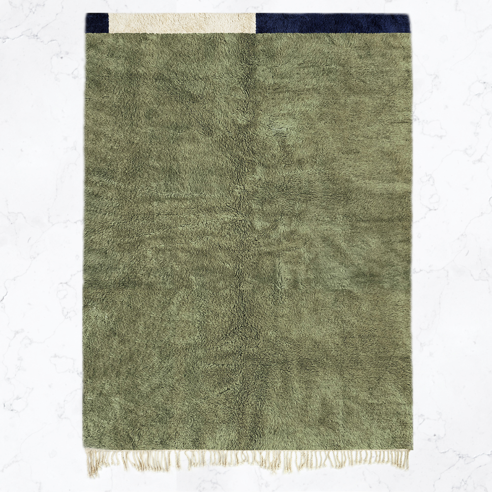 Moroccan custom rug from Beni Ourain, Wool, Green