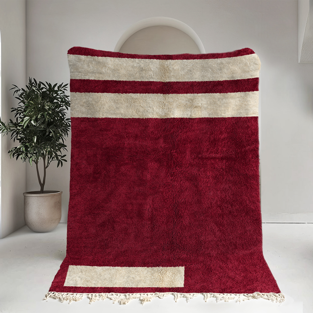 Moroccan custom rug from Beni Ourain, Wool, Red