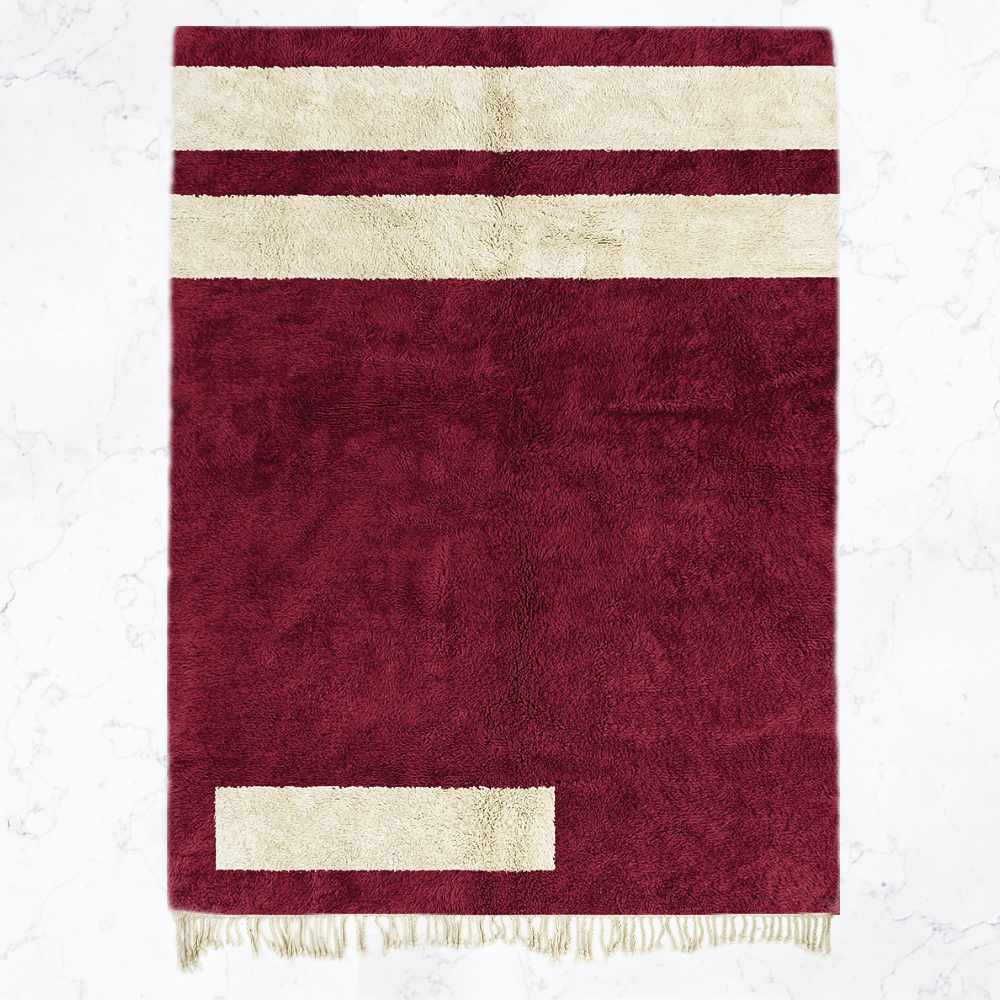 Moroccan custom rug from Beni Ourain, Wool, Red